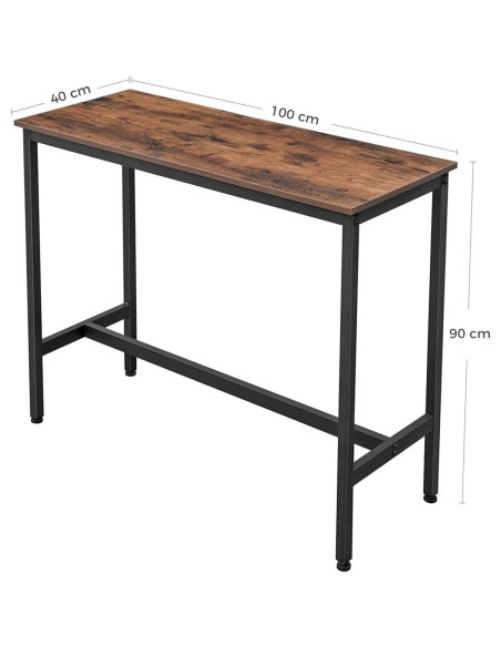 Masa pentru bucatarie/living/bar, Artool, inalta, pal si otel, maro rustic, 100x40x90 cm