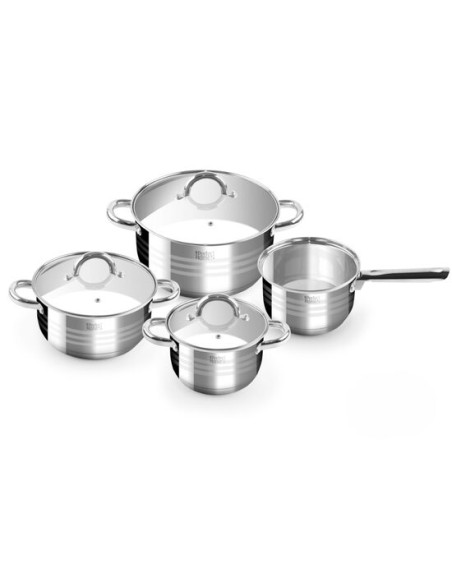 Oale cu capac, inox, set 4 piese, Perfect Home Deluxe