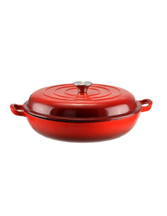 Cratita cu capac, fonta emailata, rosie, 2.5 L, Perfect Home