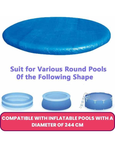 Prelata Universala Mercaton, pentru Acoperire Piscine Gonflabile Rotunde cu Diametru 244 cm, Material PVC, Impermeabila, Albastr