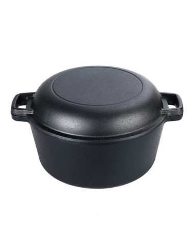 Oala de fonta cu capac, 2 in 1, 5 L, 26 cm, Perfect Home