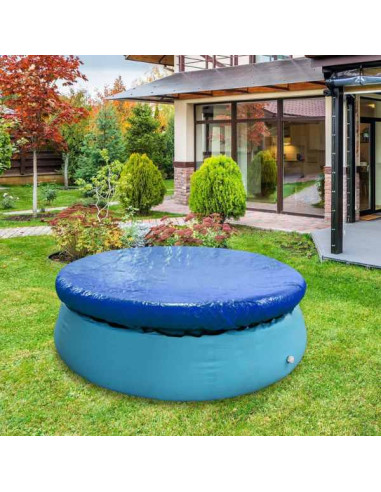 Prelata Universala Mercaton, pentru Acoperire Piscine Gonflabile Rotunde cu Diametru 244 cm, Material PVC, Impermeabila, Albastr