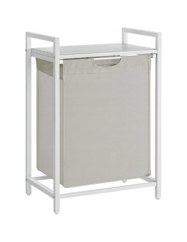 Raft baie cu cos de rufe, Artool, placa raft MDF, cadru otel, cu compartiment rufe, alb, 50x33x72 cm