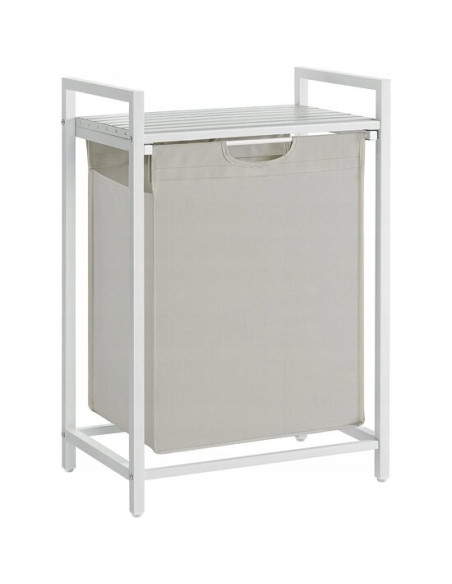 Raft baie cu cos de rufe, Artool, placa raft MDF, cadru otel, cu compartiment rufe, alb, 50x33x72 cm