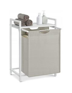 Raft baie cu cos de rufe, Artool, placa raft MDF, cadru otel, cu compartiment rufe, alb, 50x33x72 cm 2