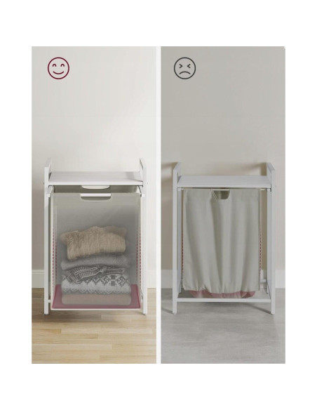 Raft baie cu cos de rufe, Artool, placa raft MDF, cadru otel, cu compartiment rufe, alb, 50x33x72 cm