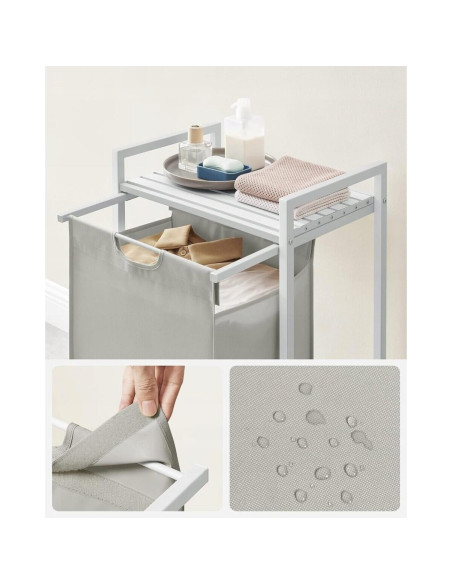 Raft baie cu cos de rufe, Artool, placa raft MDF, cadru otel, cu compartiment rufe, alb, 50x33x72 cm