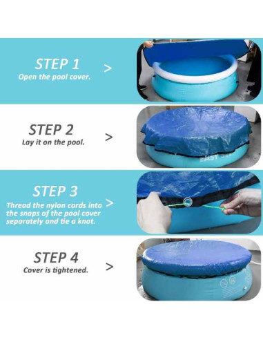 Prelata Universala Mercaton, pentru Acoperire Piscine Gonflabile Rotunde cu Diametru 244 cm, Material PVC, Impermeabila, Albastr