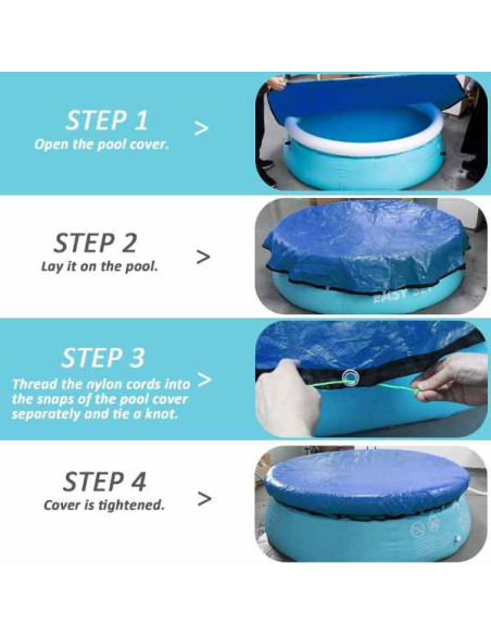 Prelata Universala Mercaton, pentru Acoperire Piscine Gonflabile Rotunde cu Diametru 244 cm, Material PVC, Impermeabila, Albastr