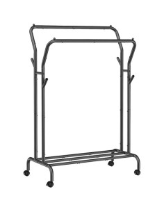 Suport mobil cu roti pentru haine, Artool, cu raft incaltaminte, otel, negru, max 100 kg, 103.5x52.5x155 cm