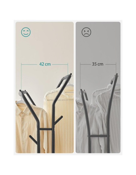 Suport mobil cu roti pentru haine, Artool, cu raft incaltaminte, otel, negru, max 100 kg, 103.5x52.5x155 cm
