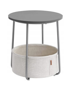 Masa rotunda cu cos depozitare, pal, baza otel, gri si alb, 45x50 cm, Artool