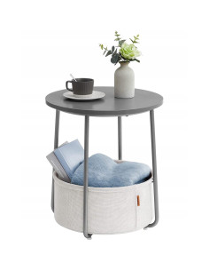 Masa rotunda cu cos depozitare, pal, baza otel, gri si alb, 45x50 cm, Artool 2