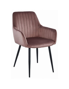 Scaun stil fotoliu bucatarie/living, Artool, Solden, catifea, metal, roz si negru, 55x45.5x83.5 cm