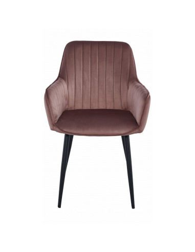 Scaun stil fotoliu bucatarie/living, Artool, Solden, catifea, metal, roz si negru, 55x45.5x83.5 cm