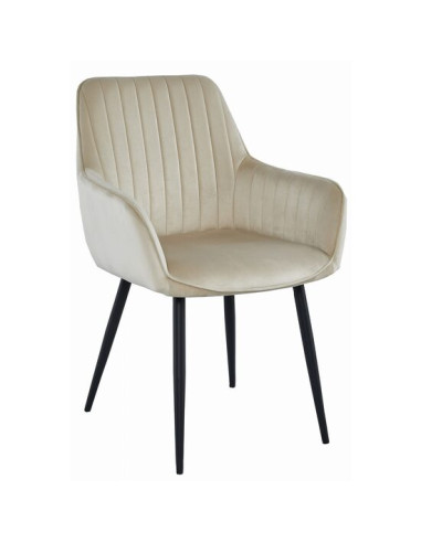 Scaun stil fotoliu bucatarie/living, Artool, Solden, catifea, metal, bej si negru, 55x45.5x83.5 cm