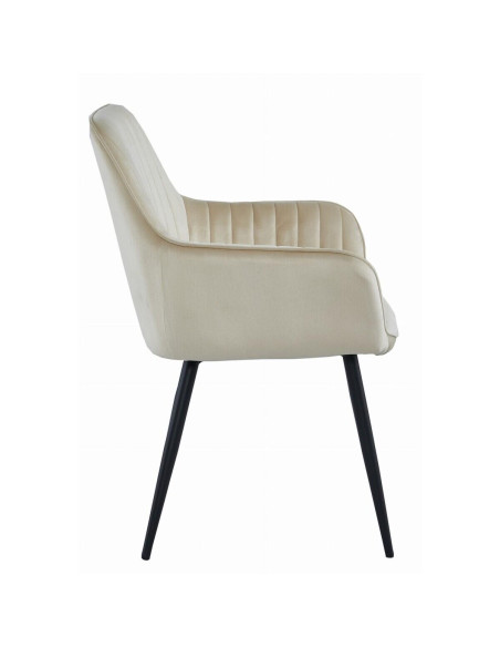 Scaun stil fotoliu bucatarie/living, Artool, Solden, catifea, metal, bej si negru, 55x45.5x83.5 cm