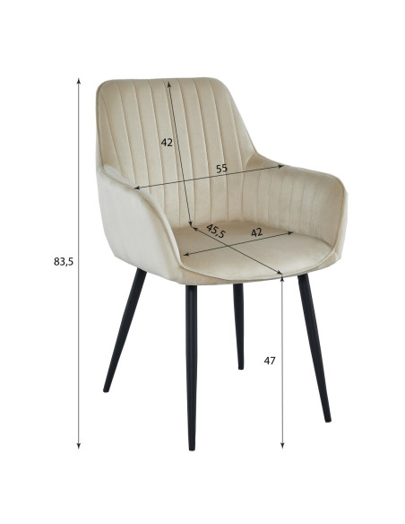 Scaun stil fotoliu bucatarie/living, Artool, Solden, catifea, metal, bej si negru, 55x45.5x83.5 cm