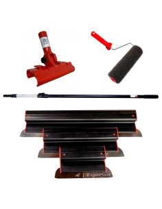 Set 3 gletiere profesionale, inox, 25, 40, 60 cm, suport, maner telescopic 1.2-2.2 m, rola gletuit, Ergoplast