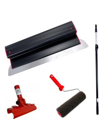 Set gletiera profesionala, inox, 40 cm x 0.3 mm, suport, maner prelungitor 1.2-2.2 m, rola gletuit, Ergoplast