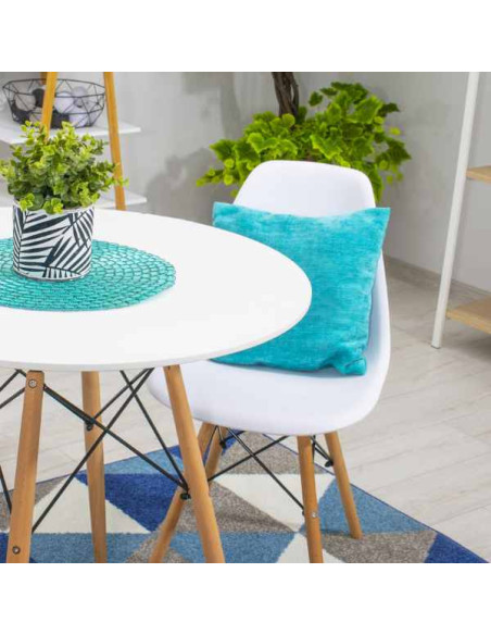 Scaun Acerenza, Stil Scandinav cu Picioare din Lemn de Fag, Cadru Metalic, Sezut PP, Maxim 100 Kg, 40 x 50 x 77 cm, Alb