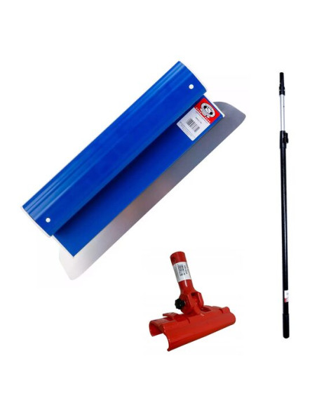 Set gletiera profesionala, inox, 100 cm x 0.4 mm, suport, maner prelungitor 1.2-2.2 m, Ergolite