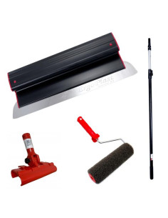 Set gletiera profesionala, inox, 125 cm x 0.3 mm, suport, maner prelungitor 1.2-2.2 m, rola gletuit, Ergoplast