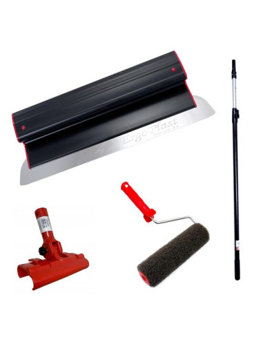 Set gletiera profesionala, inox, 125 cm x 0.3 mm, suport, maner prelungitor 1.2-2.2 m, rola gletuit, Ergoplast