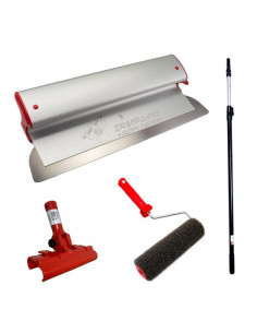 Set gletiera profesionala, aluminiu, lama inox, 40 cm x 0.3 mm, suport, maner prelungitor 1.2-2.2 m, rola gletuit, Ergoplane