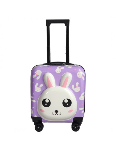 Troler mov, tip valiza, copii, pentru bagaje, model iepuras, functie de blocare prin cifru, WP01