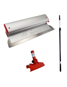 Set gletiera profesionala, aluminiu, lama inox, 125 cm x 0.3 mm, suport, maner prelungitor 1.2-2.2 m, Ergoplane