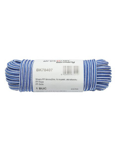 Franghie PP, impletita, alb si albastru, 8 mm, 25 m, Breckner Germany