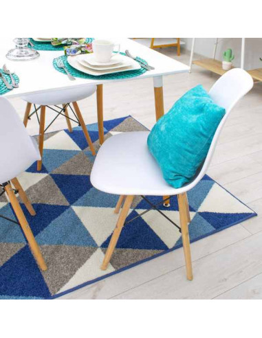 Set 4 Scaune Acerenza, Stil Scandinav cu Picioare din Lemn de Fag, Cadru Metalic, Sezut PP, Maxim 100 Kg, 40 x 50 x 77 cm, Alb