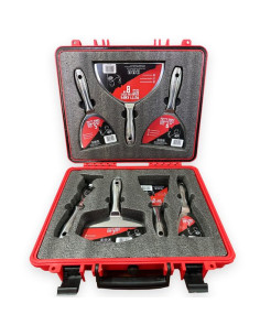 Spacluri inox profesionale, monobloc, set 5 buc, cu razuitor, spatula multifunctionala, geanta, Olejnik