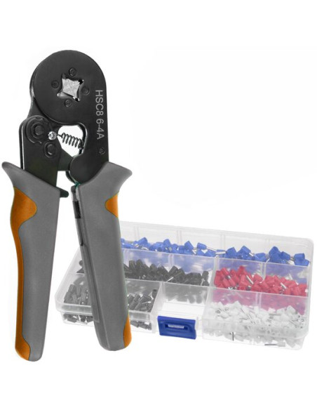 Cleste de sertizare terminale 0.25-10 mm, cu set pini terminali 0.5-2.5x0.8 mm, Bigstren