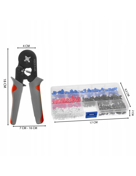 Cleste de sertizare terminale 0.25-10 mm, cu set pini terminali 0.5-2.5x0.8 mm, Bigstren