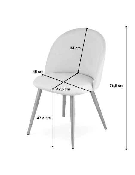 Scaun bucatarie/living, Artool, Bello, catifea, metal, negru, 46x42.5x76.5 cm