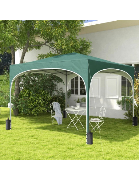 Pavilion pentru gradina/terasa, cadru metalic, material Oxford, cu tarusi, corzi ancorare, geanta, reglabil, verde, 2.95x2.95x2.