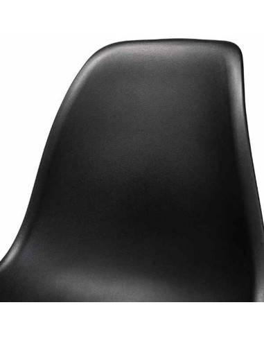 Set 3 Scaune Acerenza, Stil Scandinav cu Picioare din Lemn de Fag, Cadru Metalic, Sezut PP, Maxim 100 Kg, 40 x 50 x 77 cm, Negru