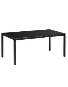 Masa gradina/terasa pentru exterior, aluminiu, blat sticla securizata, negru, 8 persoane, 180x80x72 cm