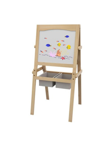 Tabla tip sevalet pentru desen/pictura, cu 2 fete, 3 in 1, 2 compartimente, 58x50.5x109 cm