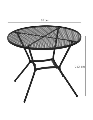 Masa gradina/terasa/balcon pentru exterior, rotunda, metalica, negru, 91x71.5 cm