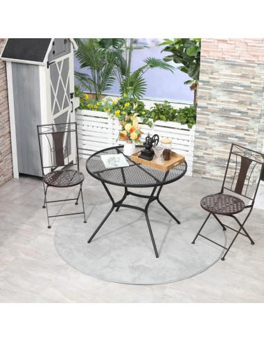 Masa gradina/terasa/balcon pentru exterior, rotunda, metalica, negru, 91x71.5 cm