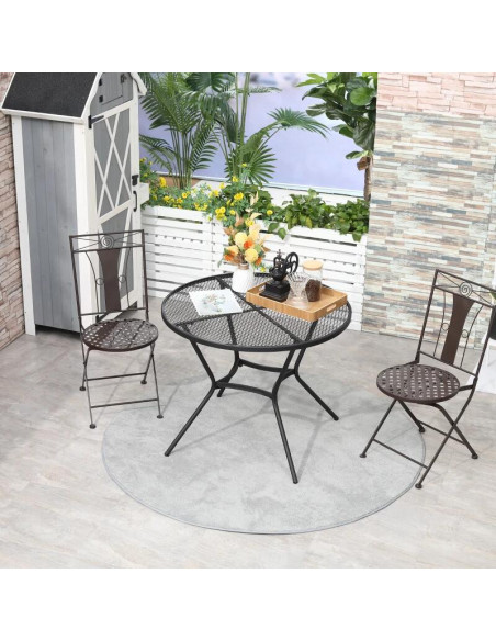 Masa gradina/terasa/balcon pentru exterior, rotunda, metalica, negru, 91x71.5 cm