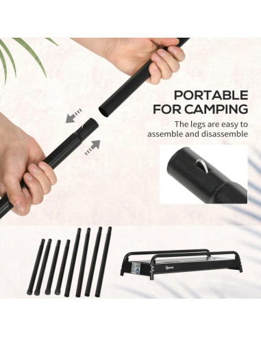 Gratar gradina/camping cu carbuni, portabil, grill dreptunghiular, cu rafturi, structura inox, 113x56x82 cm