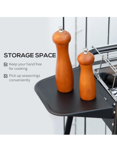 Gratar gradina/camping cu carbuni, portabil, grill dreptunghiular, cu rafturi, structura inox, 113x56x82 cm