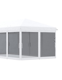 Pavilion/foisor pentru gradina/terasa, cadru metalic, cu plasa pentru insecte, alb si negru, 5.85x2.95x2.70 m 2