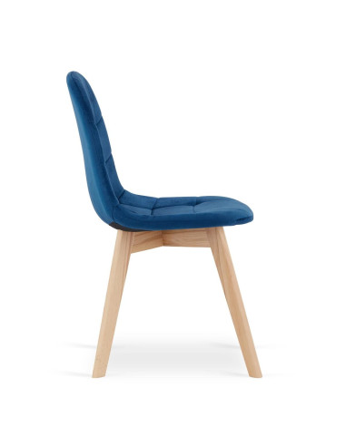 Scaun bucatarie/living, Artool, Bora, catifea, lemn, albastru, 44.5x54x81.5 cm