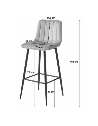 Scaun de bucatarie/bar, Artool, Pozza, catifea, otel, roz si negru, 43x35x104 cm