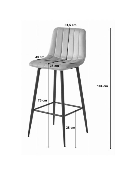 Scaun de bucatarie/bar, Artool, Pozza, catifea, otel, verde si negru, 43x35x104 cm